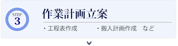 作業計画立案 ・工程表作成・搬入計画作成 など